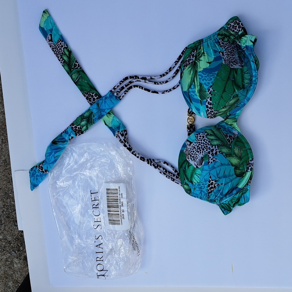 Victorias Secret Bombshell Bikini Top +2 Cup 36A Padded lift Animal/Floral Print